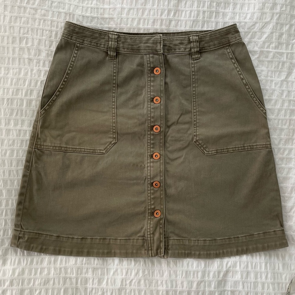 Pilcro Chino Button-Front Skirt - Picture 2 of 10